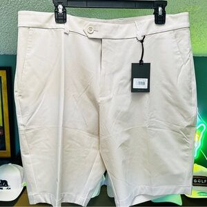 New G/Fore Golf Men's Maverick 4-Way Stretch Lined Shorts Light beige sz 36